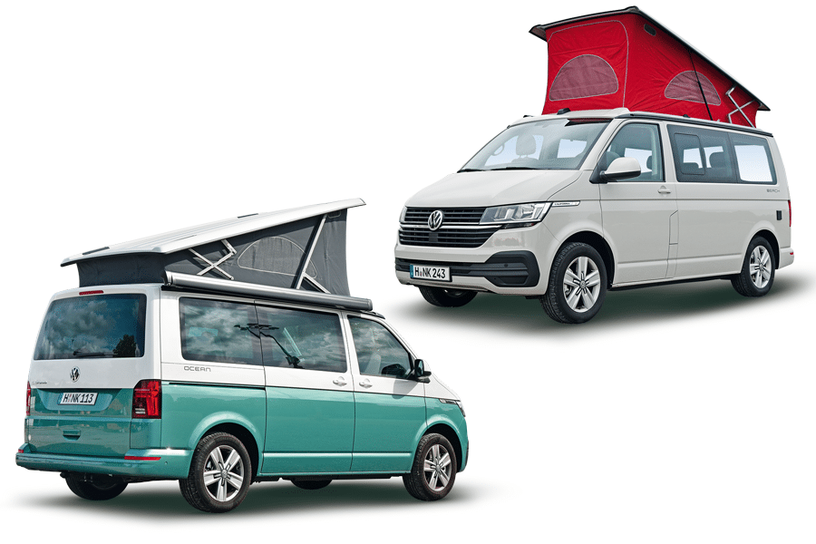 Vergleich: VW California 6.1 Ocean vs. Beach aus CamperVans 1/2021