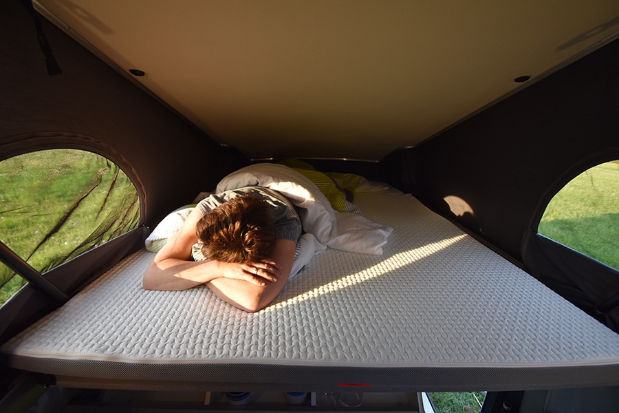 Das Bett im Aufstelldach
