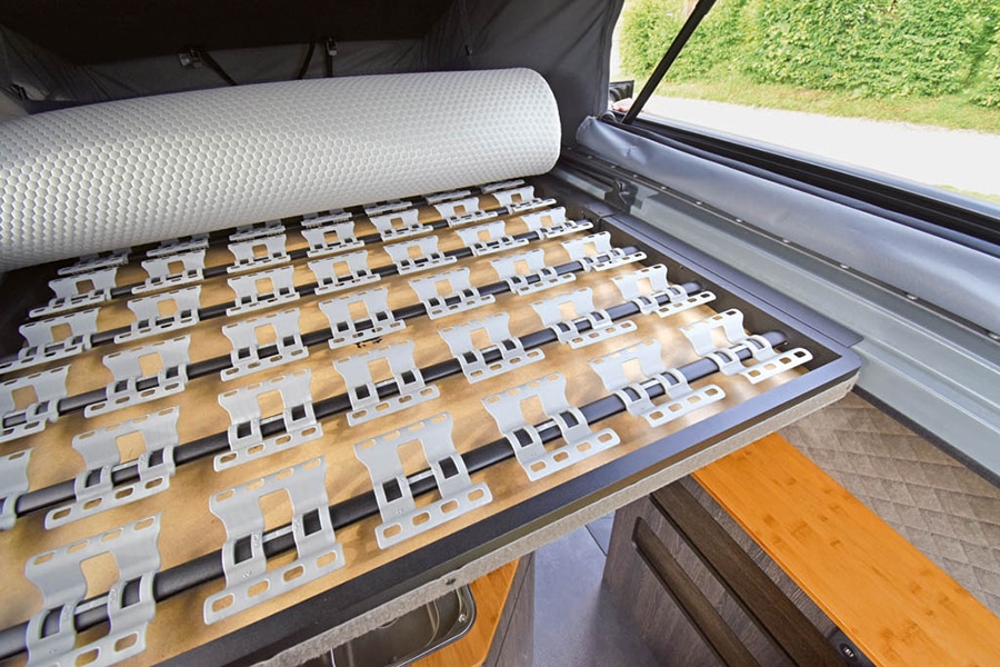 Der Komfort- Unterbau unter der Matratze des Nordvan MK 490
