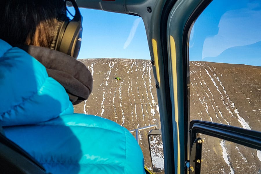 Luftaufnahme der Absturzstelle aus dem Helikopter heraus
