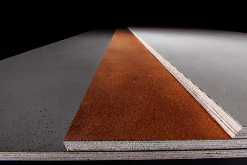 Plattenladen Beton und Rostdekor auf Queenply
