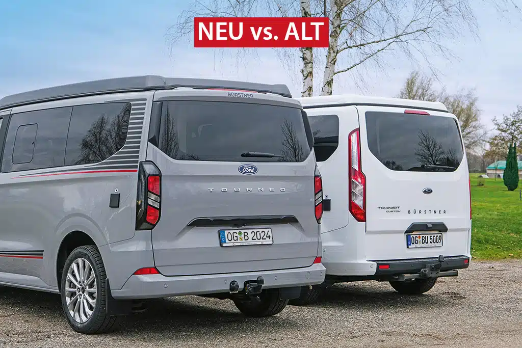 Silberner und weißer Campingbus