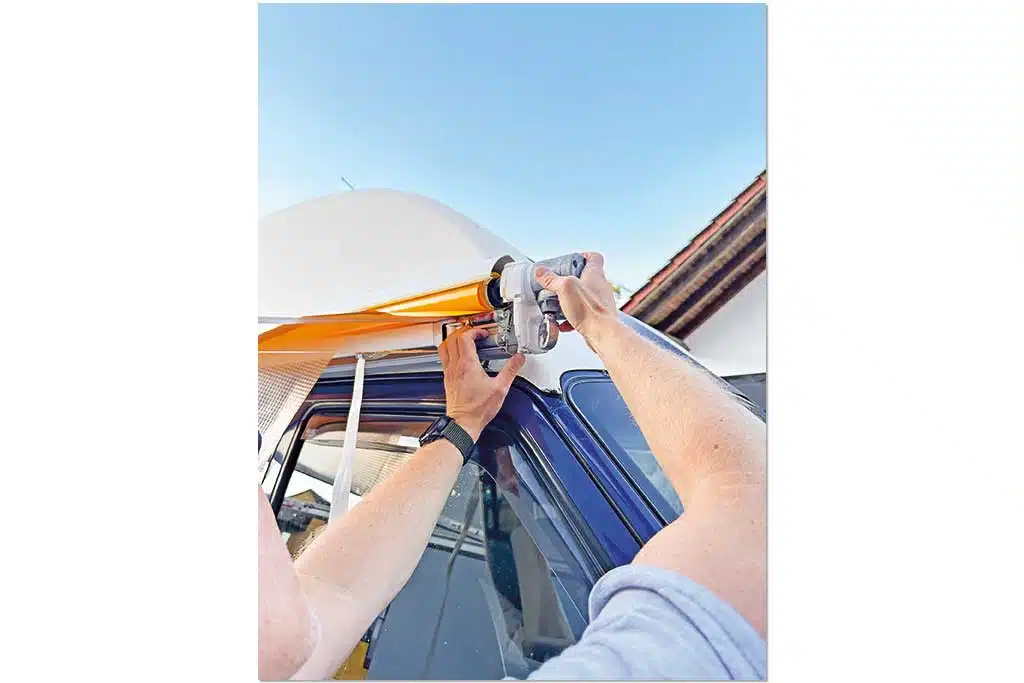 Detailbild Austausch des Markisentuchs