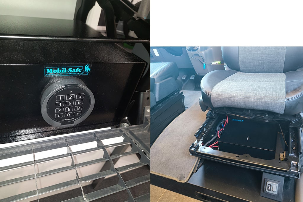 Mobil-Safe Tresore mit E-Schloss und Sitzsockel-Safe für Transit